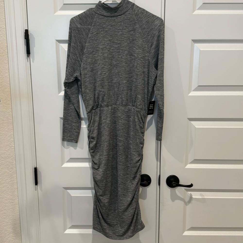 NWT Express Mock Neck Long Sleeve Ruched Sides Lightweight Sweater Dress XS